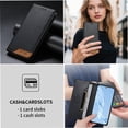 thumbnail image 4 of Funda Tipo Cartera de Cuero Sintético para Samsung Galaxy S21 Ultra Bloqueo RFID, con Ranuras para Tarjetas y Bolsillo para Efectivo, Cierre Magnético Fuerte Negro, 4 of 6