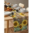 thumbnail image 6 of nqOlkjepod Sunflowers Table Runner 60 Inches Long Farmhouse Dress Scarves, Botanical Floral Butterfly Brown Wooden Grain Dining Tablerunner for Coffee Table/Kitchen Island/Party Décor, 13" x 60", 6 of 8