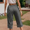 thumbnail image 4 of Zuesphe Summer Pants for Women Plus Women Capri Pants for Summer High Rise Flowy Pants for Women High Waist Cargo Pants Women Wide, 4 of 5