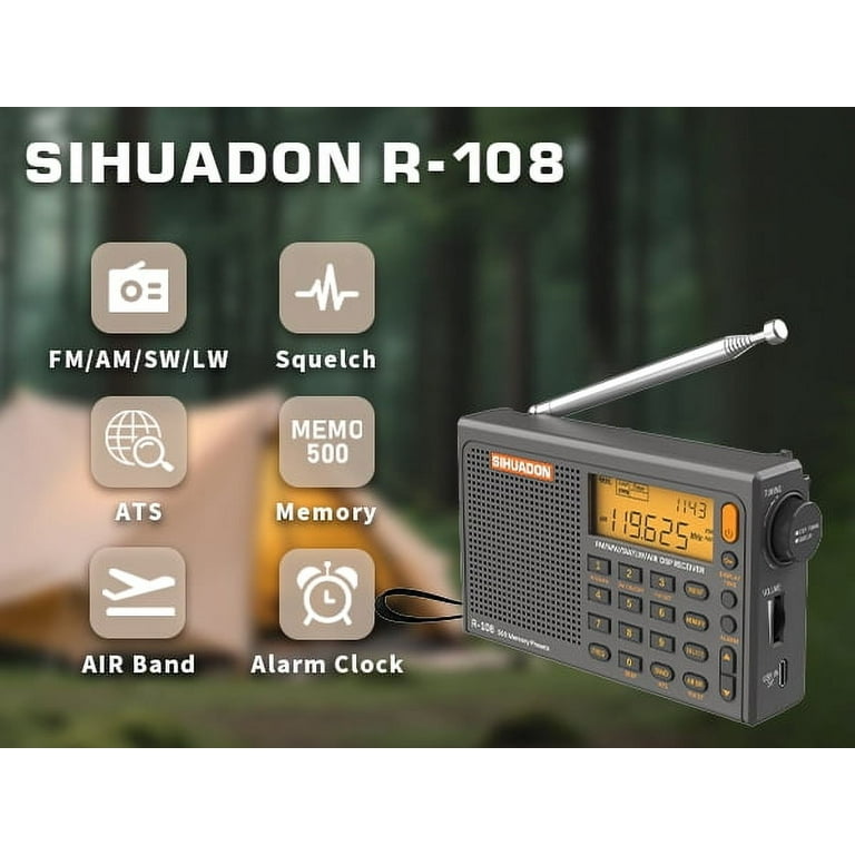 SIHUADON R-108 Compact Portable Radio, FM/SW/MW/LW/Airband DSP for 