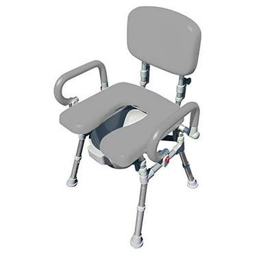 UltraCommode™ Comfortable Bedside Commode Chair / Bath Shower Chair Soft Warm Padded Foldable Adjustable Height XL Seat