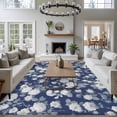 thumbnail image 3 of Spring White Floral Area Rugs 5'x7', Washable Small Throw Rugs for Laundry Room Playroom, Navy Blue Farmhouse Vintage Flowers Indoor Outdoor Rug Non-Slip Low Pile Carpet Runner Reversible Floor Mats, 3 of 8