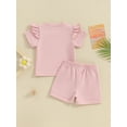 thumbnail image 3 of Bagilaanoe 2pcs Toddler Baby Girl Shorts Set Short Sleeve Letter Print T Shirt Tops + Shorts 6M 12M 18M 24M 3T Kids Casual Summer Clothes, 3 of 8
