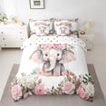 thumbnail image 2 of YST, Cute Elephant, Comforter Set, Floral, 7-Piece, Cherry Blossoms, Pink, Botanical, Queen Size, 2 of 4