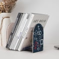 thumbnail image 6 of Picia Navy Blue Geometric Pattern Wood Bookends for Shelves,Non-slip Bookends, Heavy Duty Wooden Bookend Support,1 Pair, 6 of 8