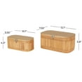 thumbnail image 3 of DecMode Ribbed Brown Wood Decorative Box with Brass Latches, 2 Count, 3 of 9