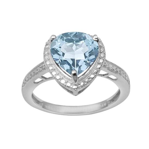 6mm Heart Shape Blue Topaz 925 Sterling Silver Solitaire Women Valentines Day Gifts Ring