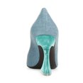 thumbnail image 3 of FSJ Women Classic Pointed Closed Toe Dressy Pumps Transparent Flared Sculpted High Heels Size 8 Blue, 3 of 6