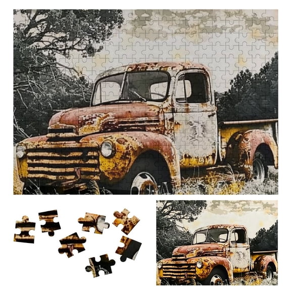 Shiartex Truck Landscape Wooden Jigsaw Puzzle Fun Game for Adults, Impossible Puzzles Gift for Family Friends 300 PCS