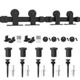 thumbnail image 6 of WINSOON 5FT WinSoon Antique Top Mount Double Sliding Barn Wood Door Hardware Cabinet Kit Black, 6 of 7