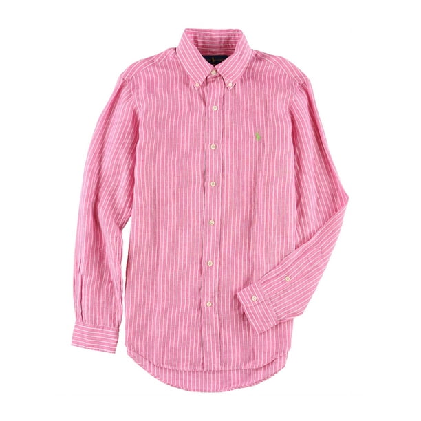 Ralph Lauren - Ralph Lauren Mens Linen Button Up Shirt pink S - Walmart ...