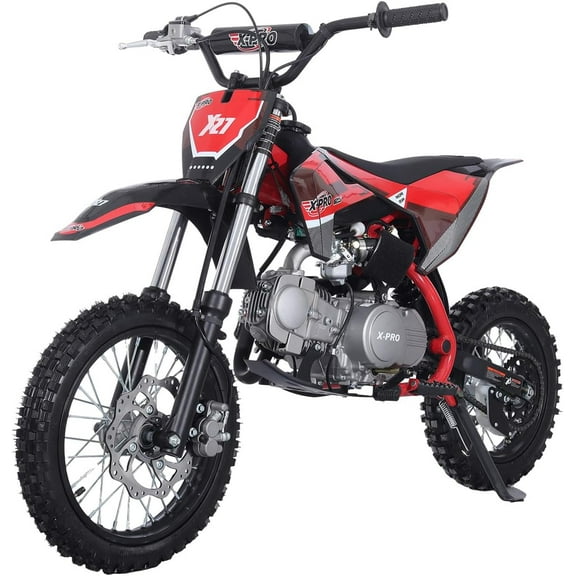 X-Pro Brand New 125cc Gas Pit Dirt Bike, 4-Speed Semi-Automatic Kick Start 14"/12" Tires