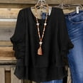 thumbnail image 5 of Homenesgenics Long Sleeve Shirts for Women Button Up Buttons V Neck Tops Trendy Dressy Blouses Casual Tunic Womens Fall Clothing New Arrivals Blue XXL, 5 of 6