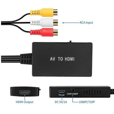 RCA to HDMI Converter, AV to HDMI Adapter with HDMI Cable for N64/SNES/GAME CUBE/WII/PS1/PS2/XBOX/DVD ect.