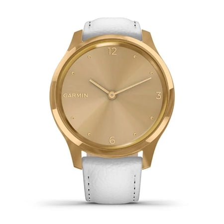 Garmin vívomove® Luxe 24K Gold PVD Stainless Steel Case with White Italian Leather Band