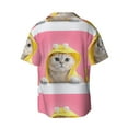 thumbnail image 2 of Naloa A Funny Cat Men's Loose Fit Cuban Collar Short-Sleeve Shirt with Button-down and Chest Pocket for Everyday Wear Outings - 4X-Large, 2 of 7