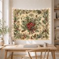 thumbnail image 5 of Vintage Botanical Bouquet with Red Flowers Against Warm Cream Background, Serene Vintage for Flower Lovers, Botanical Wall Art, Mother's Day Gift Tapestry Wall Hanging for Bedroom and Living Room, 5 of 7