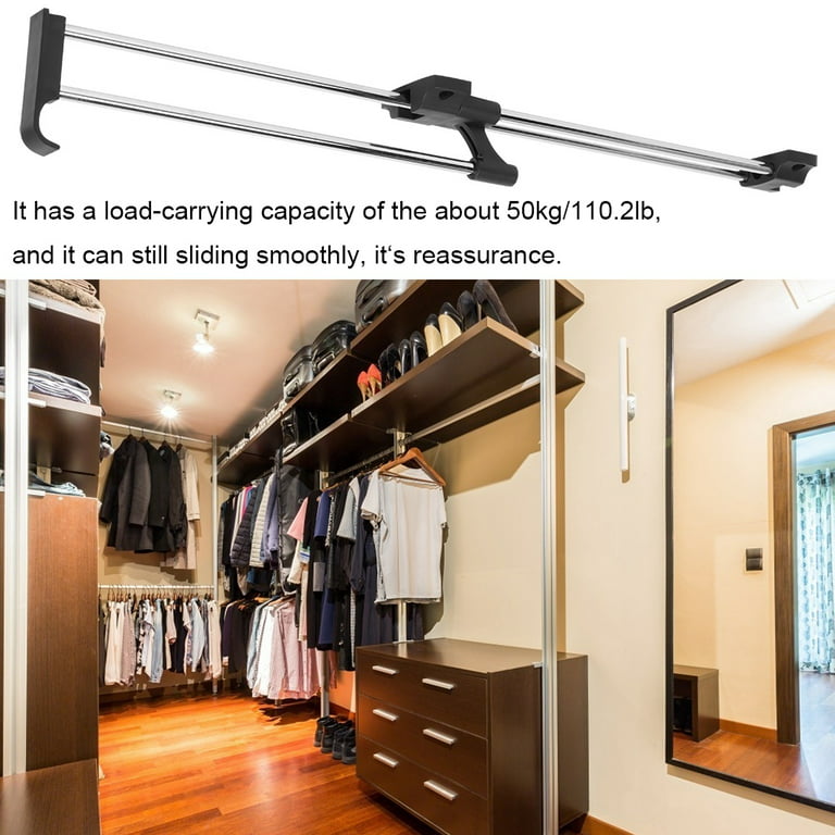Clothes Rail Retractable Closet Pull Out Rod Hanger Wardrobe
