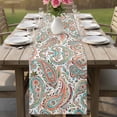 thumbnail image 5 of Paisley Flower Cotton Linen Table Runner for Dining Kitchen, Spring Watercolor Floral Leaf Plant Orange Wedding Outdoor Party Tablerunners, Dresser Scarf Coffee Tablecloth Runners 13x60 Inches, 5 of 8