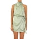 thumbnail image 1 of Mini Vestido de Mujer, Elegante Vestido de Verano de Cuello Tortuga sin Mangas y Cintura Atada para Fiesta Club Nituyy Vestido de tirantes de satén, 1 of 5