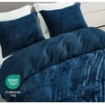 thumbnail image 4 of Chezmoi Collection Piers 3-Piece Navy Blue Distressed Velvet Duvet Cover Set Queen Size with Button Closure and 8 Corner Ties, Soft Washed Microfiber Reverse Comforter Cover, 4 of 9