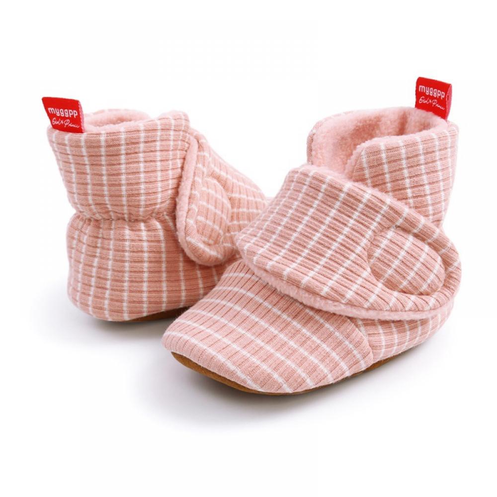 Newborn Baby Boy Girl Warm Striped Plush Soft Soled Shoes Cotton Casual Shoes Frist Walking Shoes - image 2 of 6