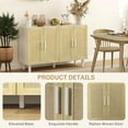 thumbnail image 4 of Resenkos Bohemian Style Kitchen Cabinet with Four Rattan Doors, Features Adjustable Interior Shelves for a Light and Airy Dining Room Feel, 4 of 7