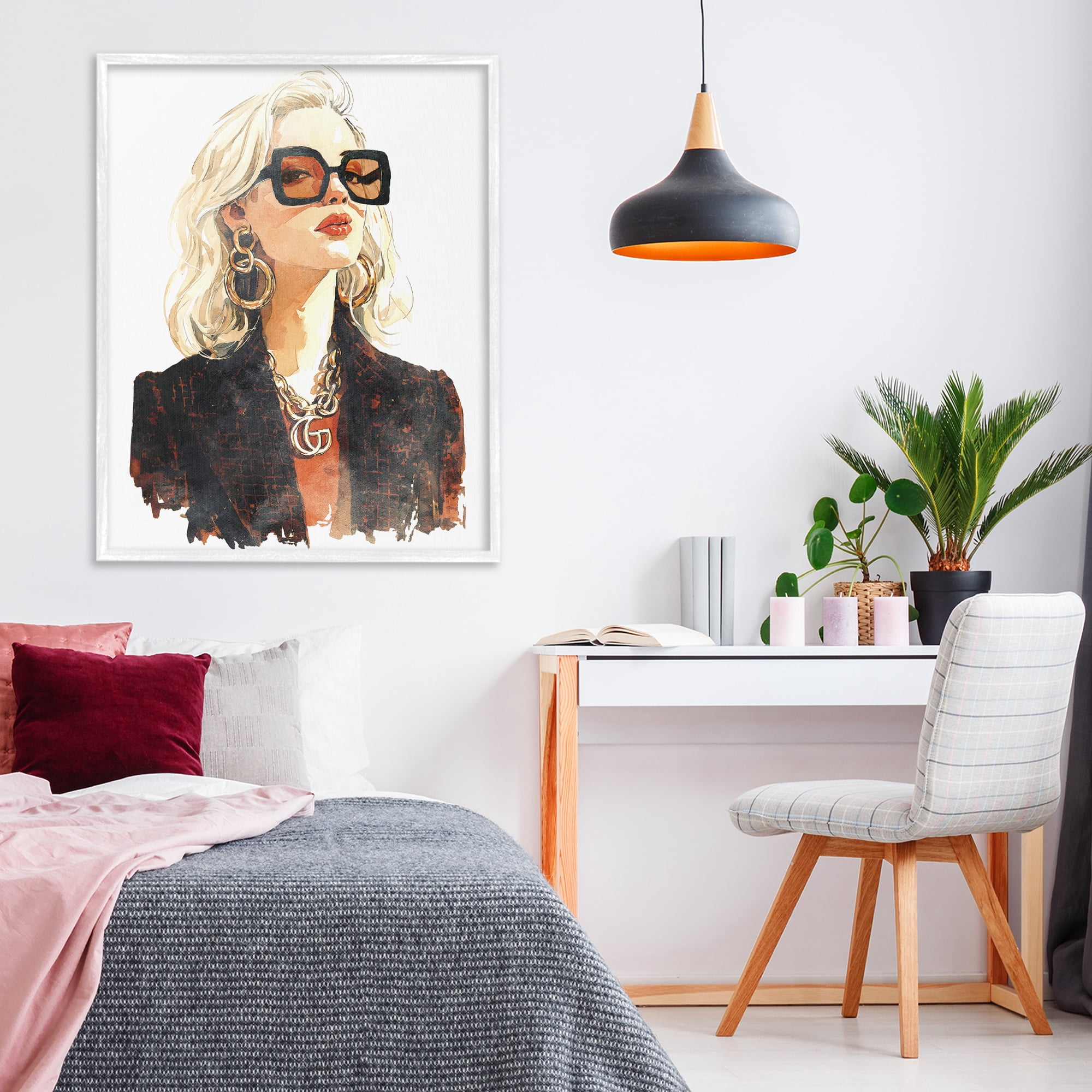 Stupell Industries Luxurious Gilded Gaze White Framed Giclee Art, design by Svetlana Aleynikova