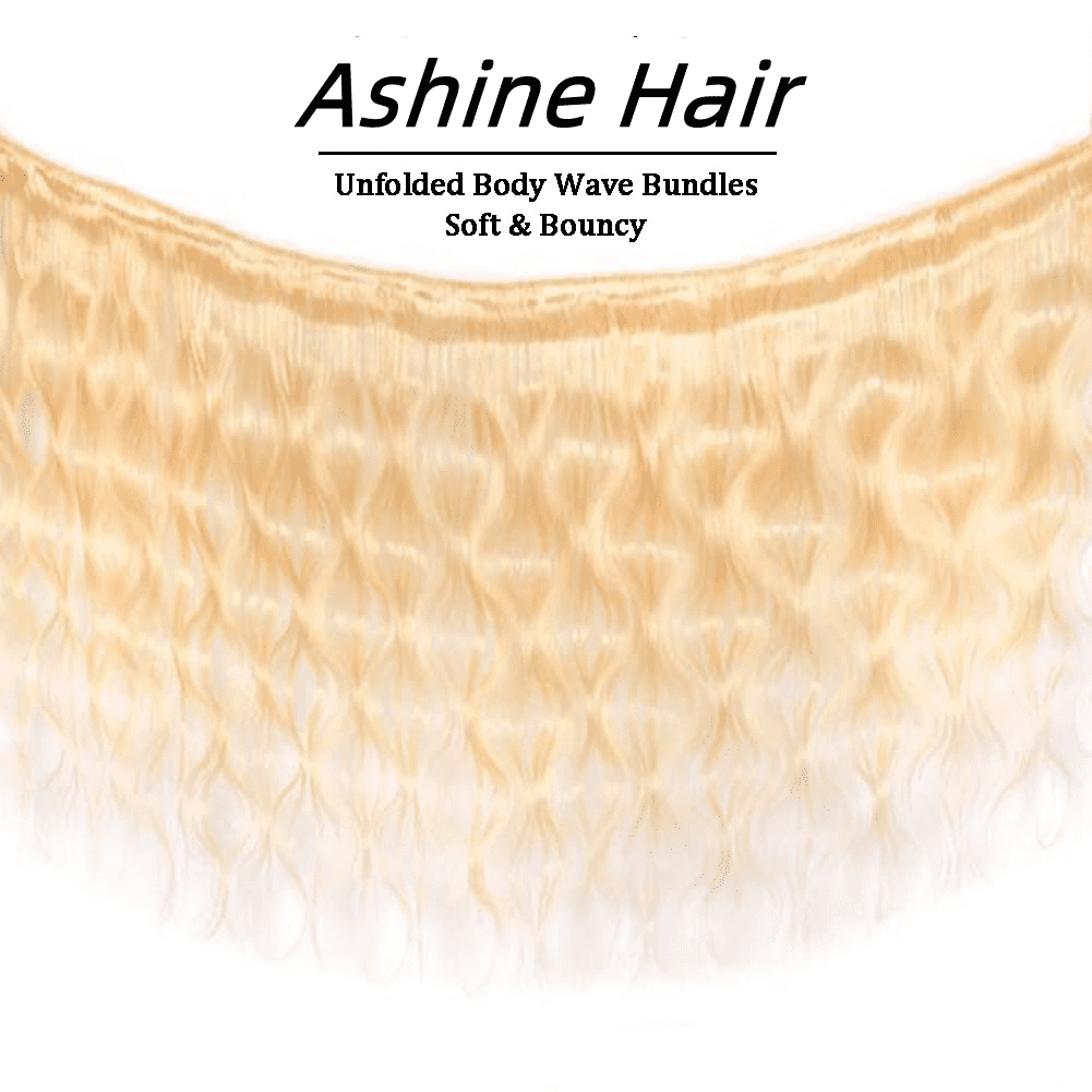 ASHINE 20 22 24 inch 613 Blonde Bundles Straight Body Wave 12A 100% Brazilian Virgin Human Hair for Women 3 pcs Bundles