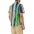 thumbnail image 3 of CAMISA CHIC para Hombre de Rayas Verticales, con Botones, Cuello de Punta, de Manga Corta, Talla M, Verde, 3 of 6