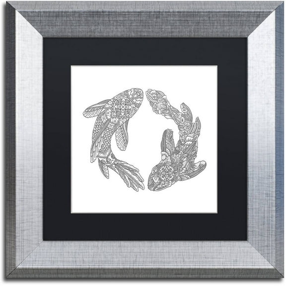Trademark Fine Art "Koi Fishes" Canvas Art by Filippo Cardu, Black Matte, Silver Frame