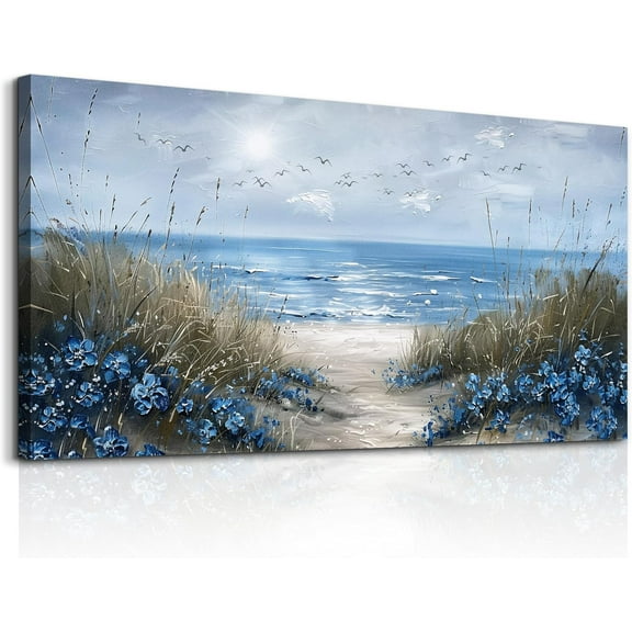 WFSposterWall Art For Living Room Canvas Wall Decor For Bedroom Office Decorations Blue Ocean Wall Painting Sea Wave Pictures Artwork Modern Beach Posters Aesthetic Ready To Hang Home Decor