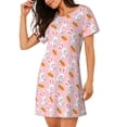 thumbnail image 2 of Haiem Rabbit And Carrot Print Women’s Short-sleeved Nightdress – Comfortable and Loose-Fit Sleepwear, Soft Cotton Sleep Shirt for Relaxing, Casual Nightdress, 2 of 6