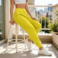 thumbnail image 2 of RUTAYY Women's Jogger Pants Solid Color Side Pockets Drawstring Casual Sport Sweatpants Yellow, 2 of 5