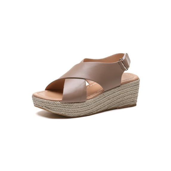 Frontwalk Women's Sandals Open Toe Shoes Wedge&platform Work Breatehable Ladies Hook&loop Brown 9