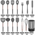 thumbnail image 4 of Silicone Cooking Utensil Set, 24pcs Silicone Cooking Kitchen Utensils Set, Non-Stick Heat Resistant - Best Kitchen Cookware with Copper Stainless Steel Handle -Gray(BPA Free, Non Toxic), 4 of 6