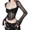 thumbnail image 6 of EDFBUYKRS Women's Pintuck Ruffle Blouse with Long Sleeves, Sizes L, 6 of 9