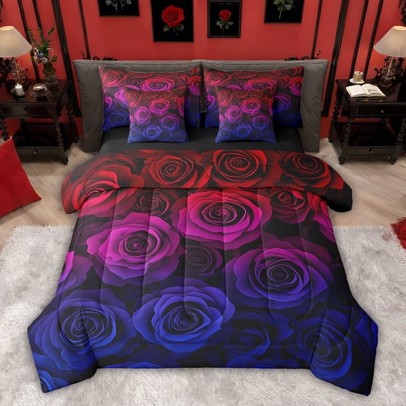 Castle Fairy Gradient Rose Twin Bedding Sets,Valentine's Day Bedding Comforter Set