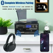 LoopTone Vinyl Record Player Turntable with Bluetooth, CD, Tape, Radio, USB Recorder, Stereo Home System