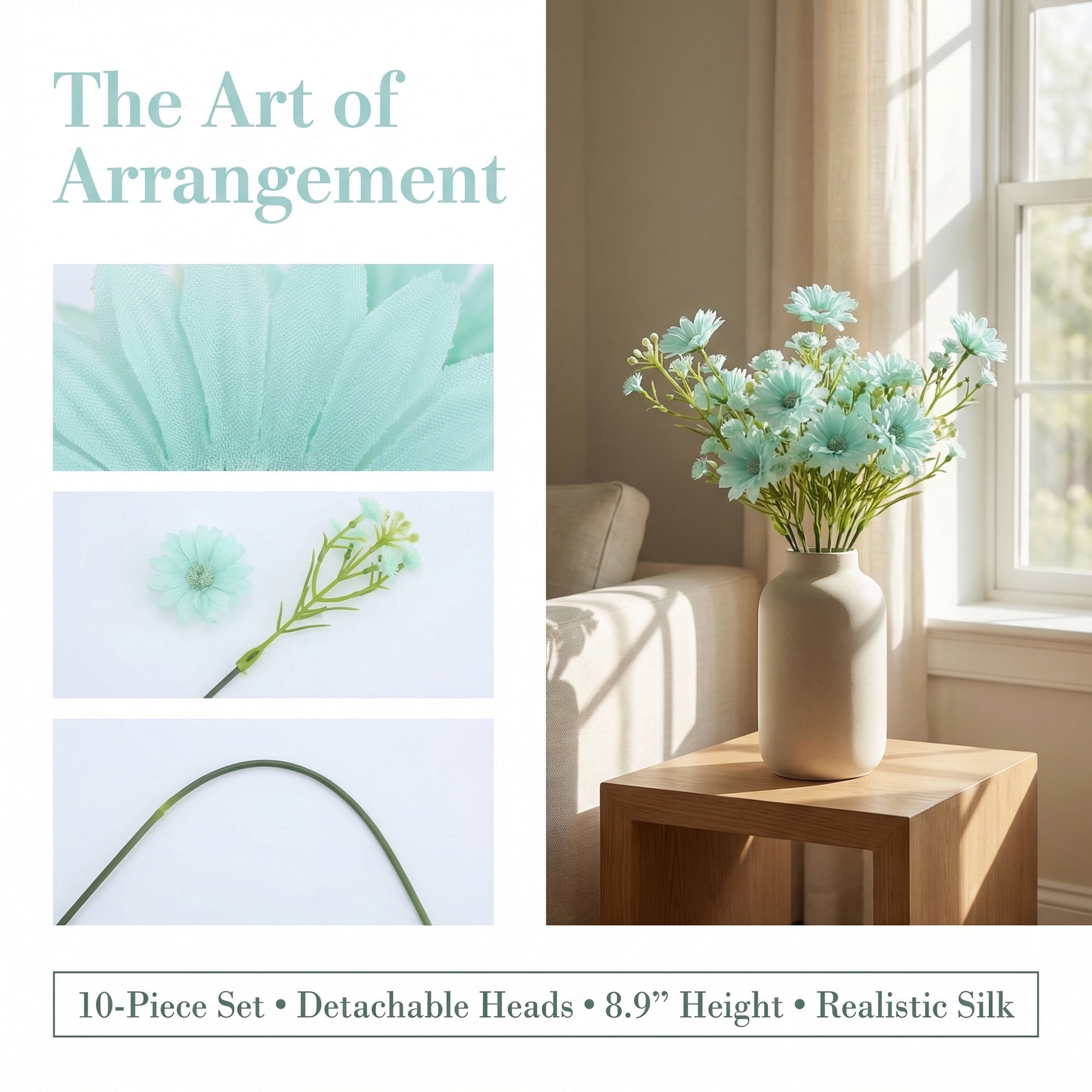 Unique Bargains Artificial Baby's Breath Flowers Faux Bouquets Light Green 8.9inch