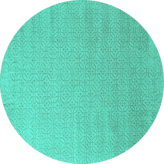 Ahgly Company Indoor Round Solid Turquoise Blue Modern Area Rugs, 3' Round
