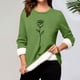 thumbnail image 1 of Heisall Womens Base Layer Shirts Autumn Winter Floral Print Round Neck Long Sleeve Thickened Fleece Teddy Shearling Warm Fitted Thermal Tops for Daily Cold Weather Wear, 1 of 3