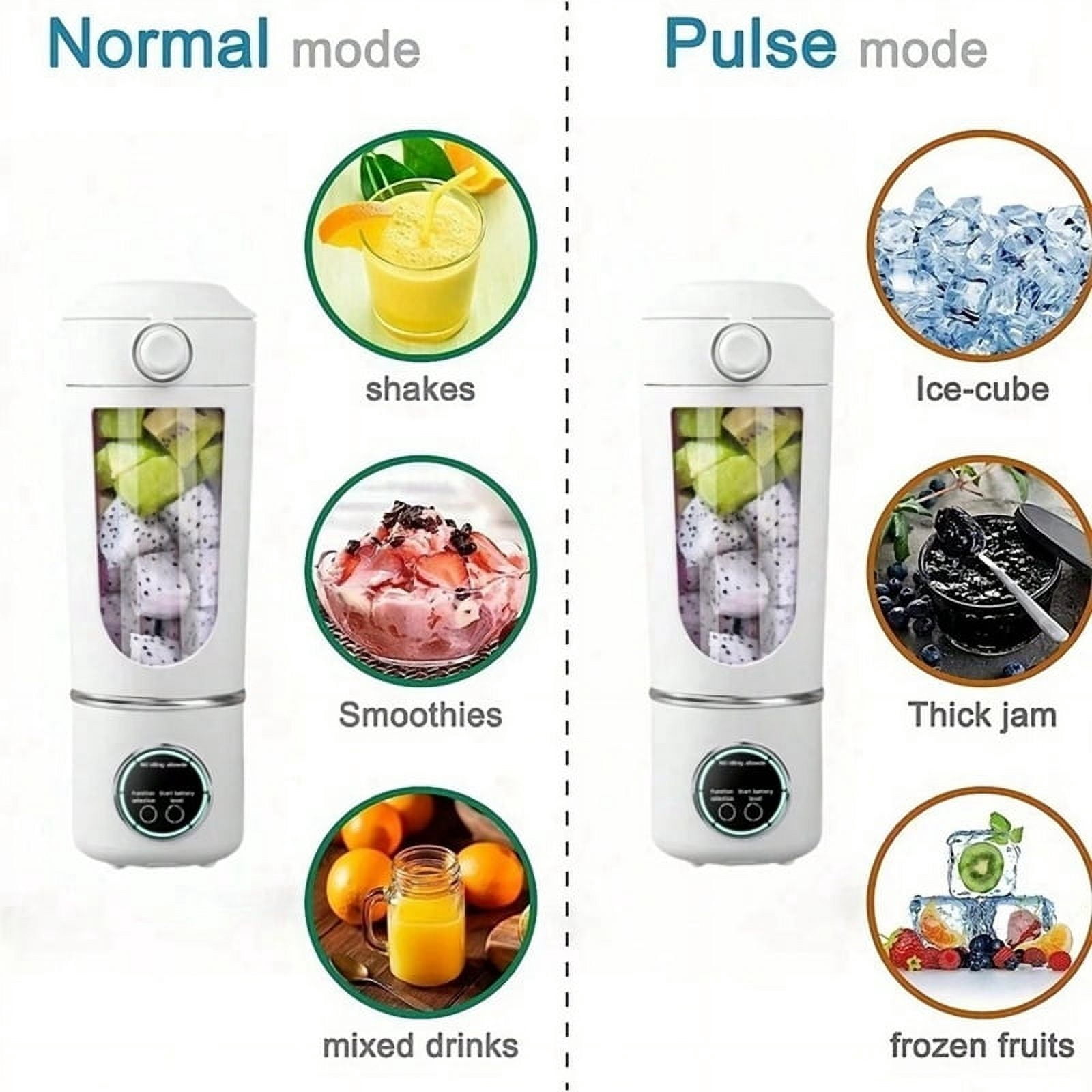 Portable Juice Maker Blender for Shakes Smoothies 700ML 12-Blades Fast Mixing 2 in 1 Blender Personal Juicer 7.4V D