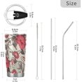 thumbnail image 2 of Tumbler Trumpet Flower Red Insulated Coffee Cup Beverage Container Travel Mug with Straw and Lid Double Wall Stainless Steel 20oz Office, Back to School, 2 of 5