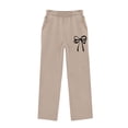 thumbnail image 5 of ITSAME Girls Wide Leg Sweatpants Bow Print High Waisted Loose Fit Fall Winter Casual Trousers with Pockets Size 11, 5 of 6