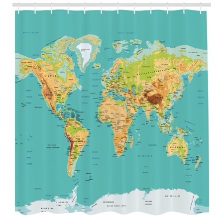 Map Shower Curtain Map Of The World Geography Continents And