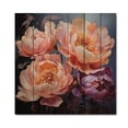 thumbnail image 3 of Designart "Dreaming of Peach Peonies" Floral Print on Natural Pine Wood, 3 of 5