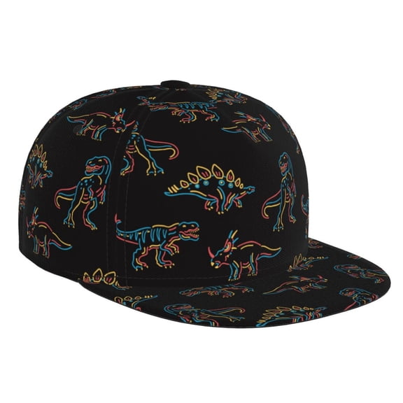 Hirioo Neon Dinosaur for Baseball Cap Men Cap Flat Brim for Men Women Teens Adjustable Baseball Cap