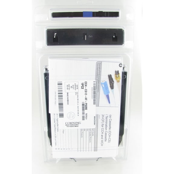 Corning CCH-CS12-AF-P00RE Pigtailed Splice Cassette, 12 Fiber, LC APC Duplex Shuttered Singlemode OS2