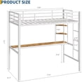 thumbnail image 2 of Tamaño individual size metal loft cama con grande escritorio y almacenamiento estantes-safety guardrail ladder space-saving niños y adults in sala de estar o dormitorio (blanca y brown), 2 of 6